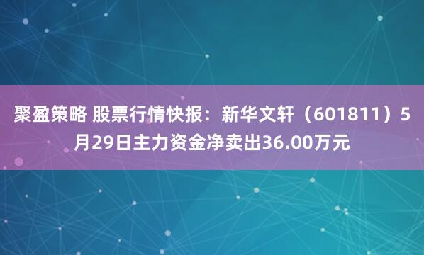 聚盈策略 股票行情快报：新华文轩（601811）5月29日主力资金净卖出36.00万元
