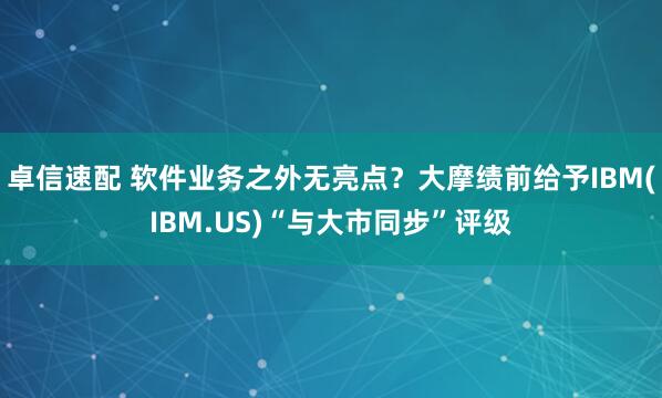 卓信速配 软件业务之外无亮点？大摩绩前给予IBM(IBM.US)“与大市同步”评级